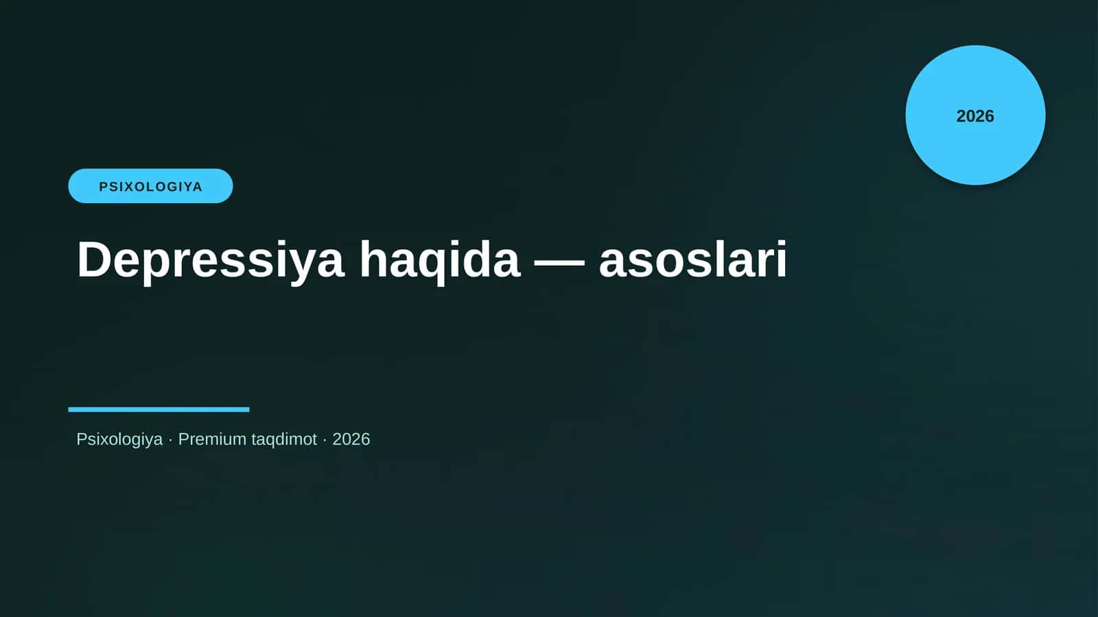 Depressiya haqida — asoslari 1
