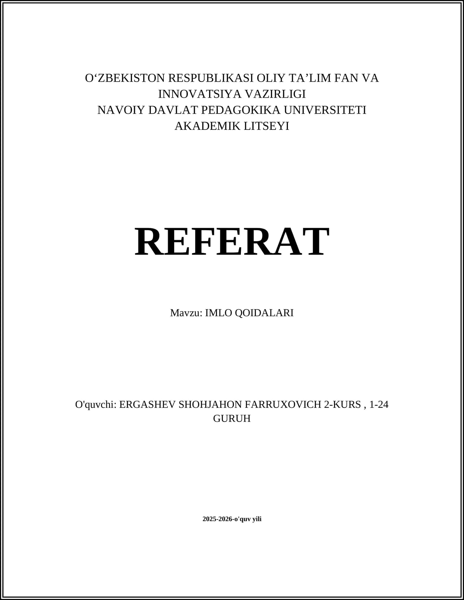 IMLO QOIDALARI 1