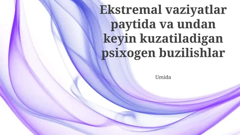 Favqulodda Vaziyatlarda O'tkir Stress Reaksiyasi va Psixopatologiya 1