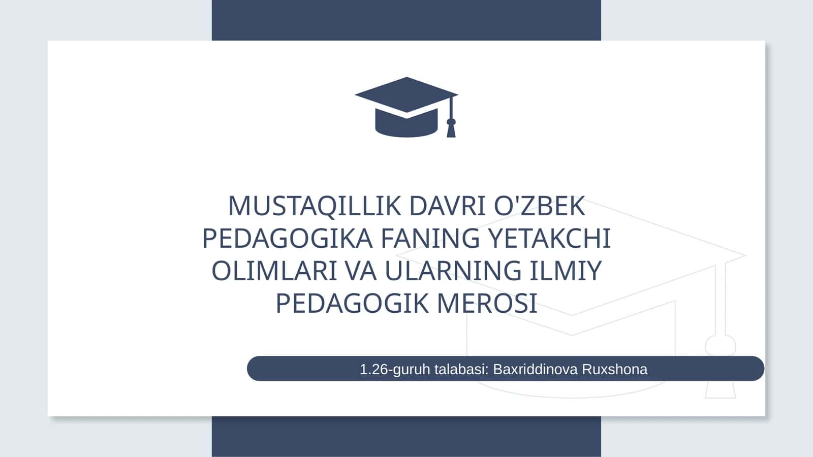 Mustaqillik davri o'zbek pedagogika fanining yetakchi olimlari va ularning ilmiy pedagogik merosi 1