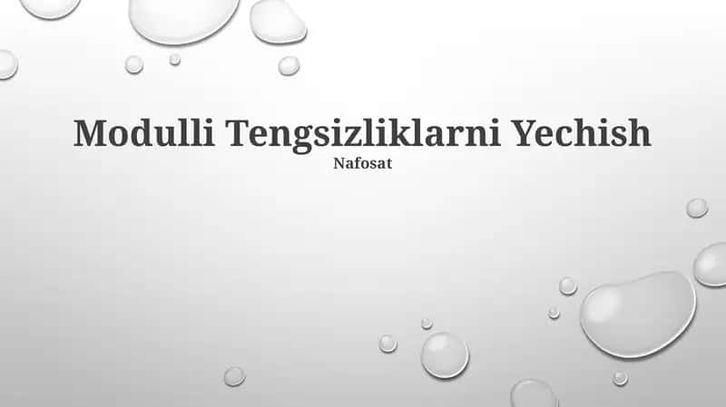 Modulli Tengsizliklarni Yechish 1
