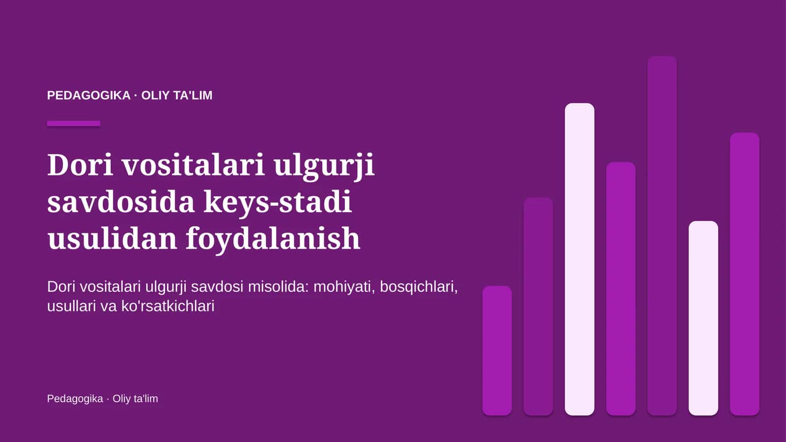 Dori vositalari ulgurji savdosida keys-stadi usulidan foydalanish 1