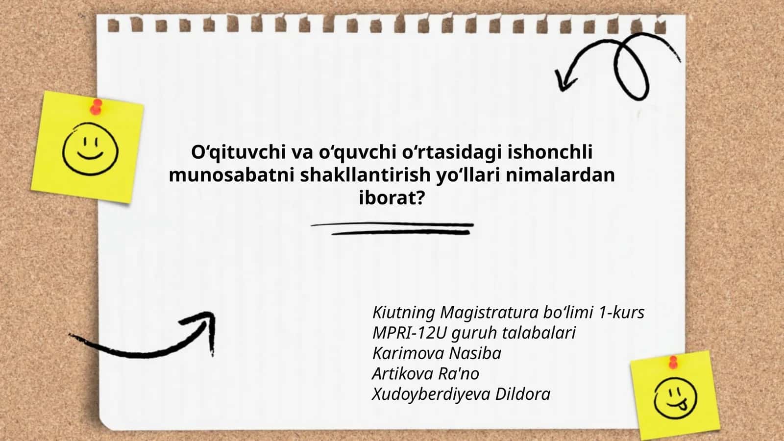Kiutning Magistratura boʻlimi 1-kurs MPRI-12U guruh talabalari 1
