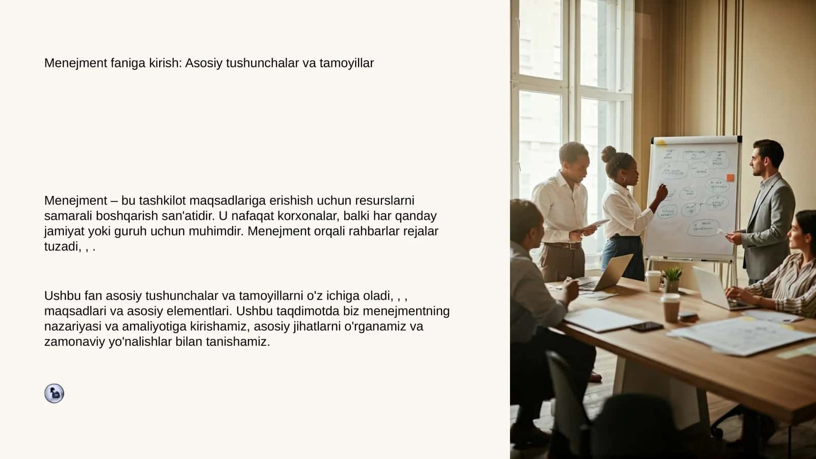 Menejment faniga kirish: Asosiy tushunchalar va tamoyillar 1