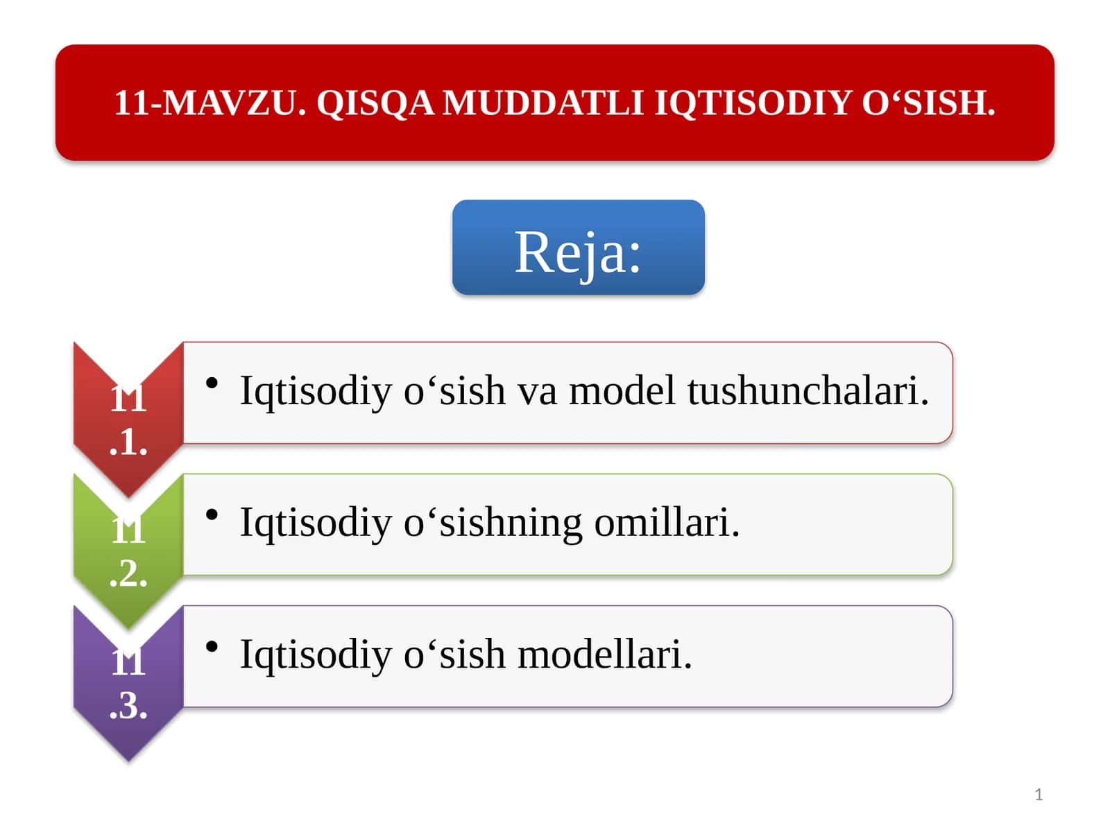 Qisqa muddatli iqtisodiy o'sish 1