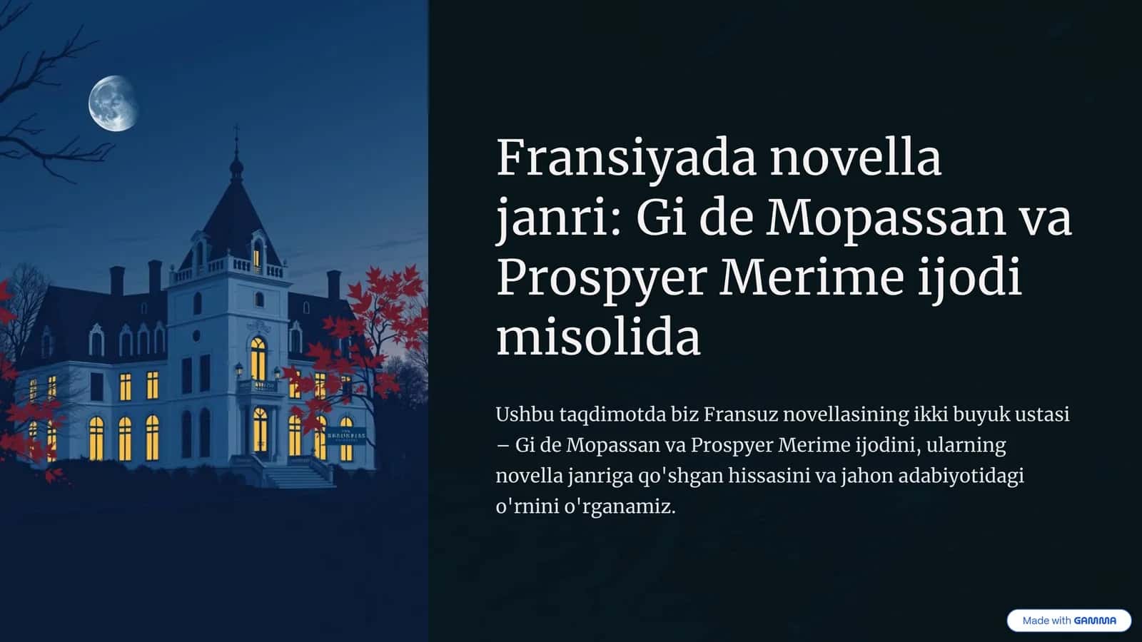 Fransiyada novella janri Gi de Mopassan va Prospyer Merime ijodi misolida 1
