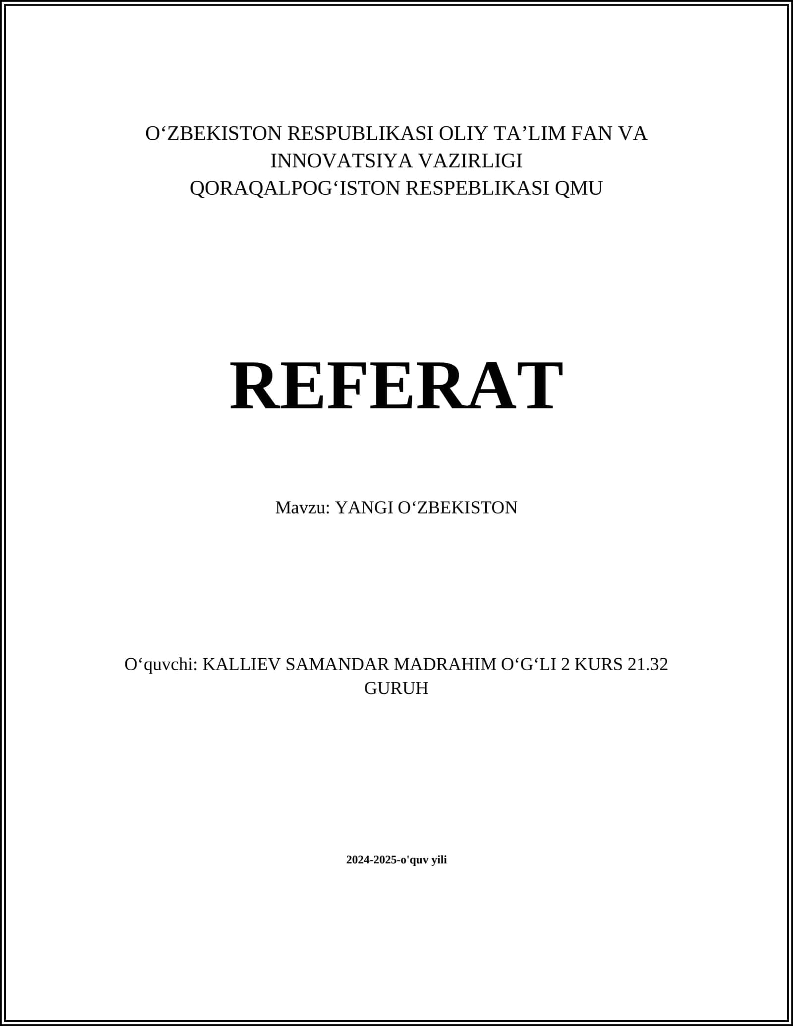 YANGI OʻZBEKISTON 1