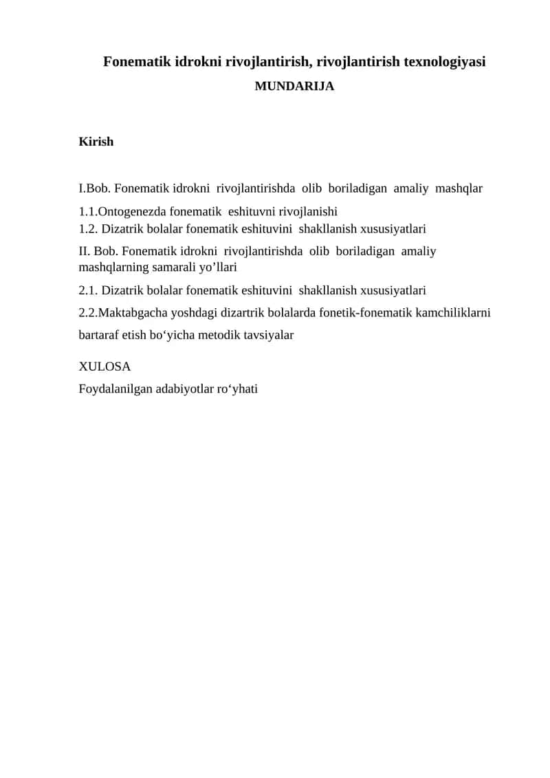 Fonematik idrokni rivojlantirish 1