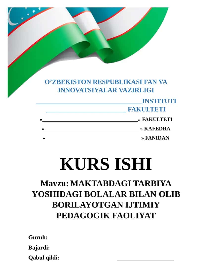 MAKTABDAGI TARBIYA YOSHIDAGI BOLALAR BILAN OLIB BORILAYOTGAN IJTIMIY PEDAGOGIK FAOLIYAT 1