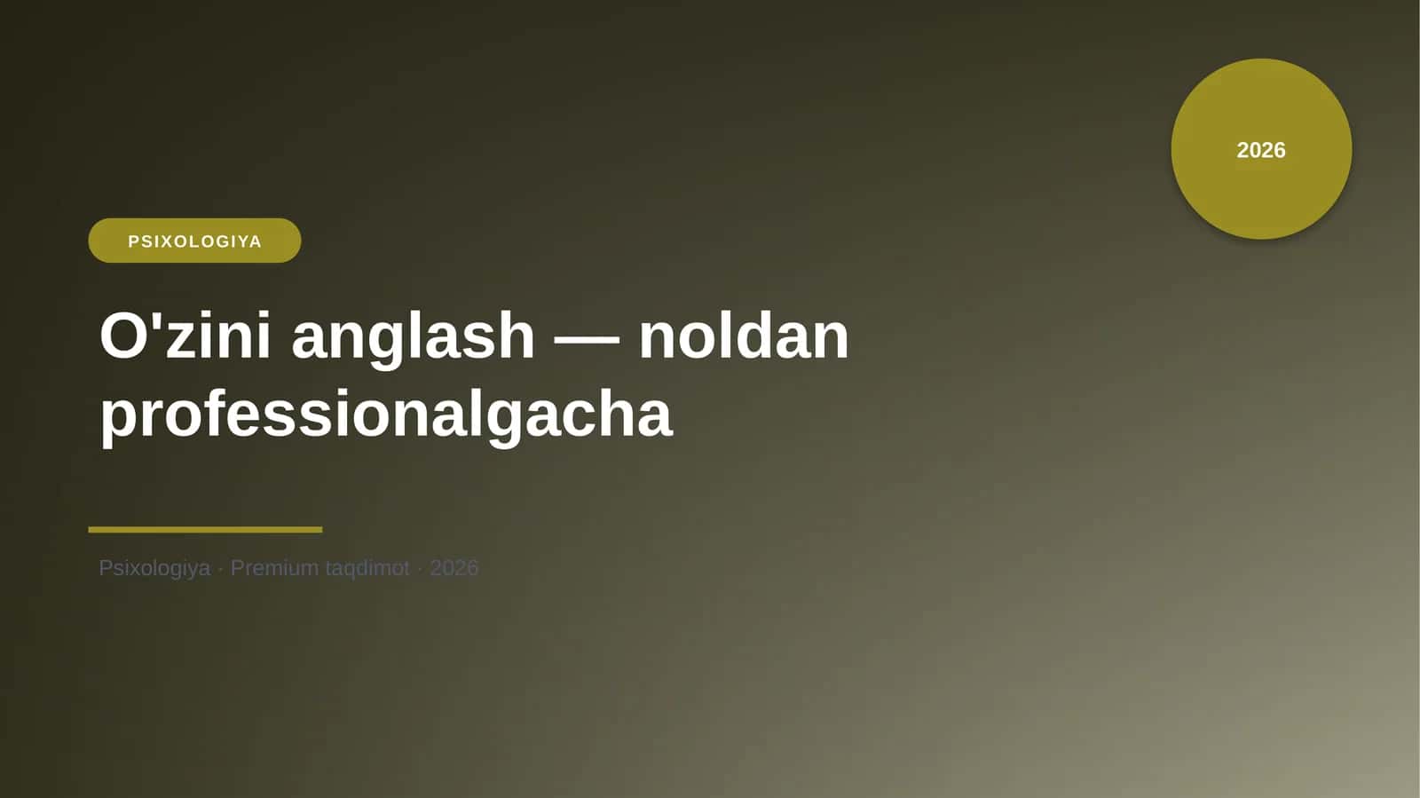 O'zini anglash — noldan professionalgacha 1