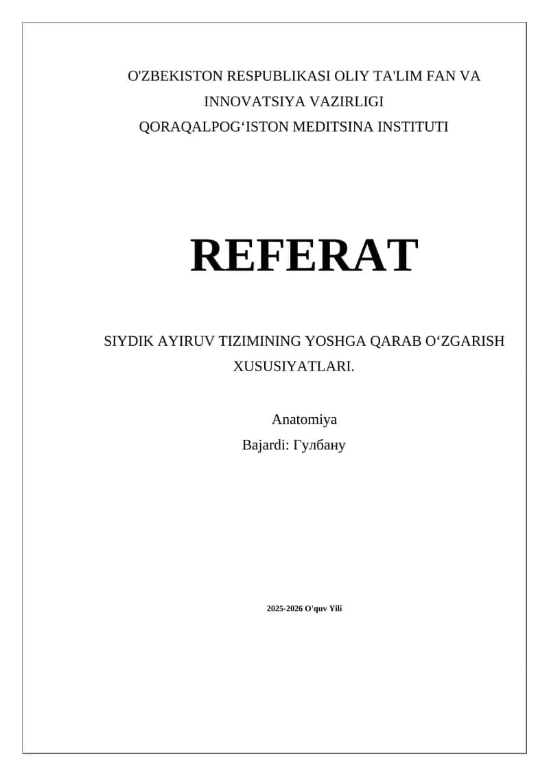 Siydik ayiruv tizimi 1