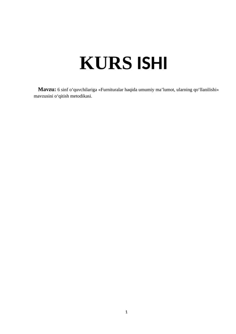 6 sinf o‘quvchilariga «Furnituralar haqida umumiy ma’lumot, ularning qo‘llanilishi» mavzusini o‘qitish metodikasi 1