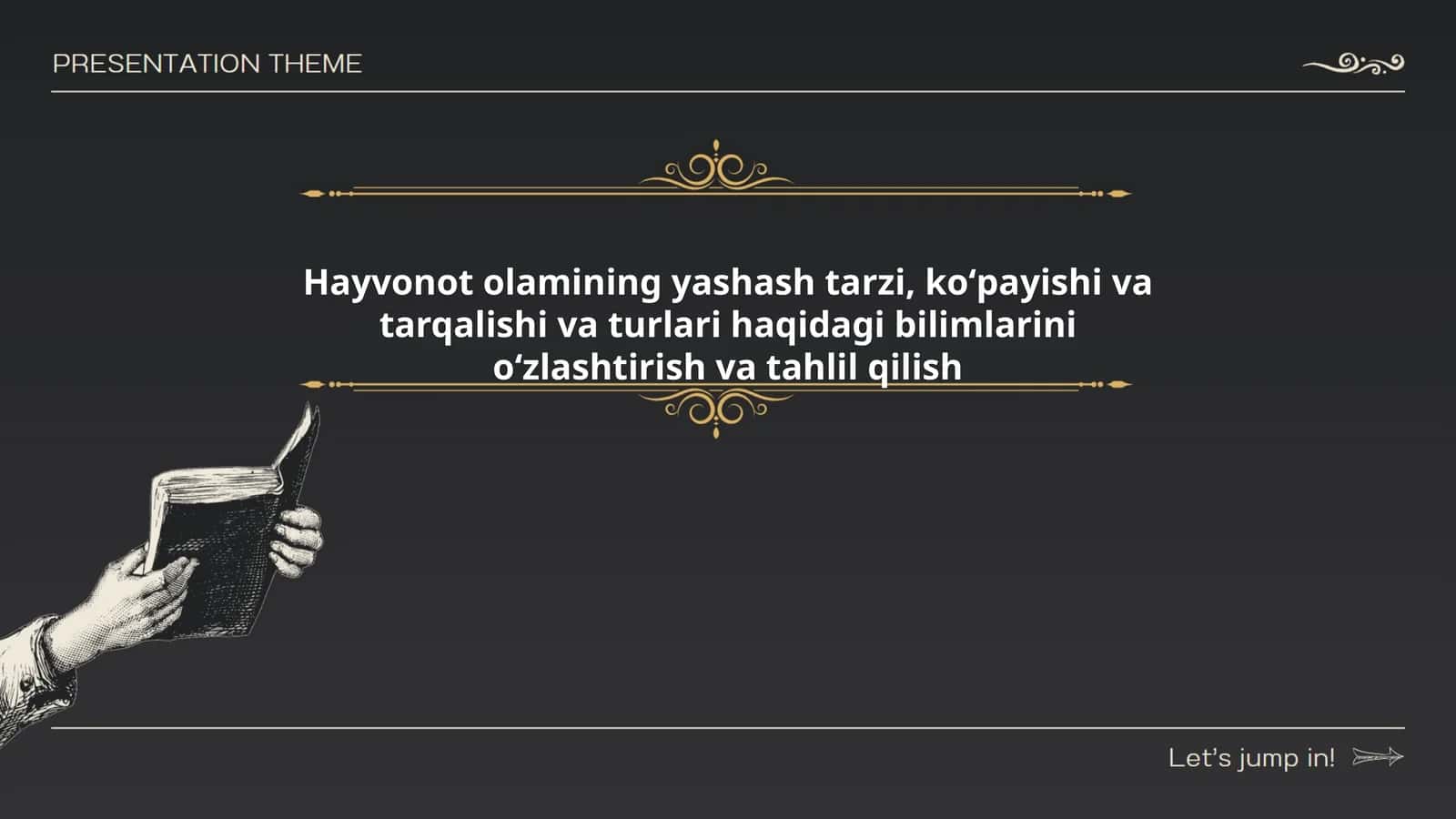 Hayvonot olamining yashash tarzi, koʻpayishi va tarqalishi va turlari haqidagi bilimlarini oʻzlashtirish va tahlil qilish 1