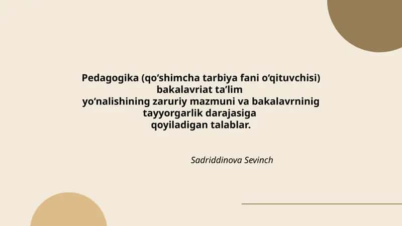 Pedagogika (qo‘shimcha tarbiya fani o‘qituvchisi) bakalavriat ta’lim 1