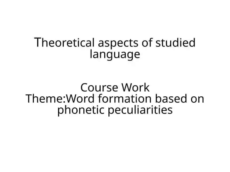 Theoretical aspects of studied language 1