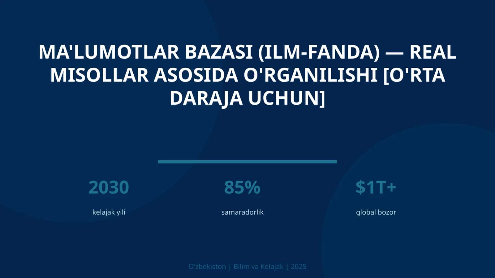 Ma'lumotlar Bazasi (Ilm-fanda) — Real Misollar Asosida O'rganilishi [O'rta daraja uchun] 1
