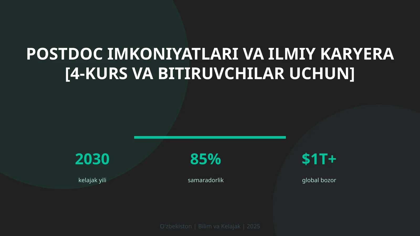 Postdoc imkoniyatlari va ilmiy karyera [4-kurs va bitiruvchilar uchun] 1