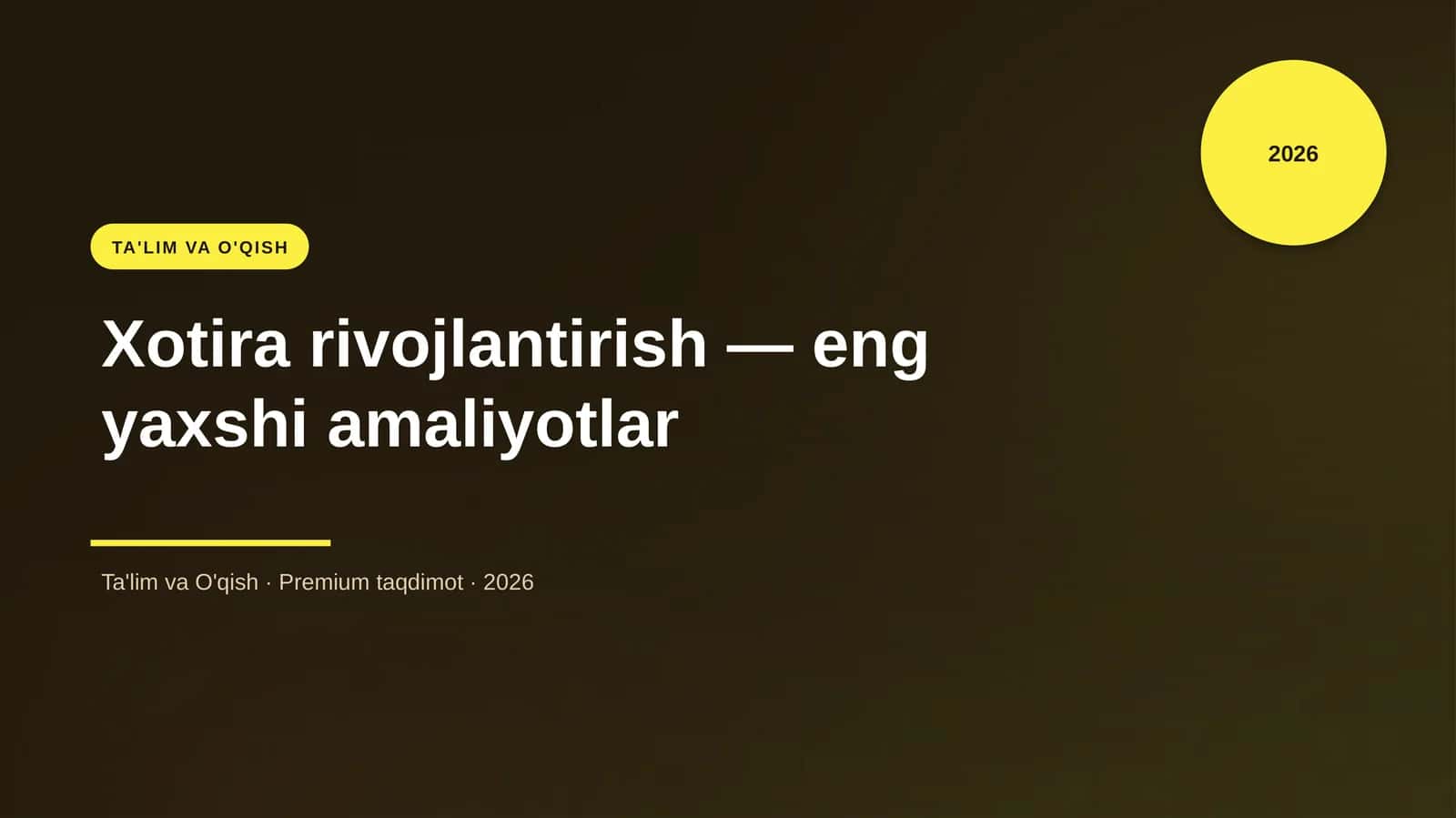 Xotira rivojlantirish — eng yaxshi amaliyotlar 1