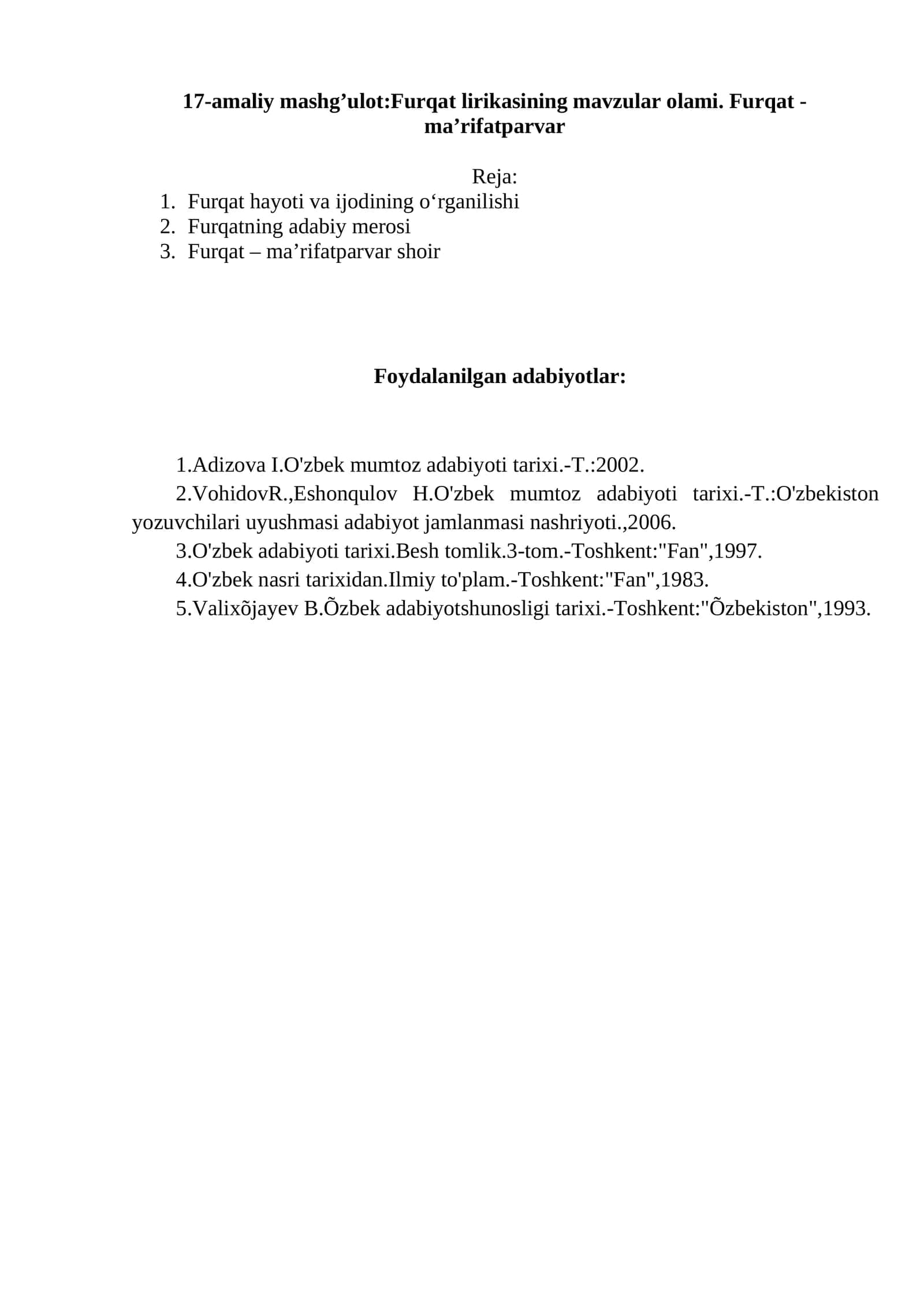 Furqat lirikasining mavzular olami 1