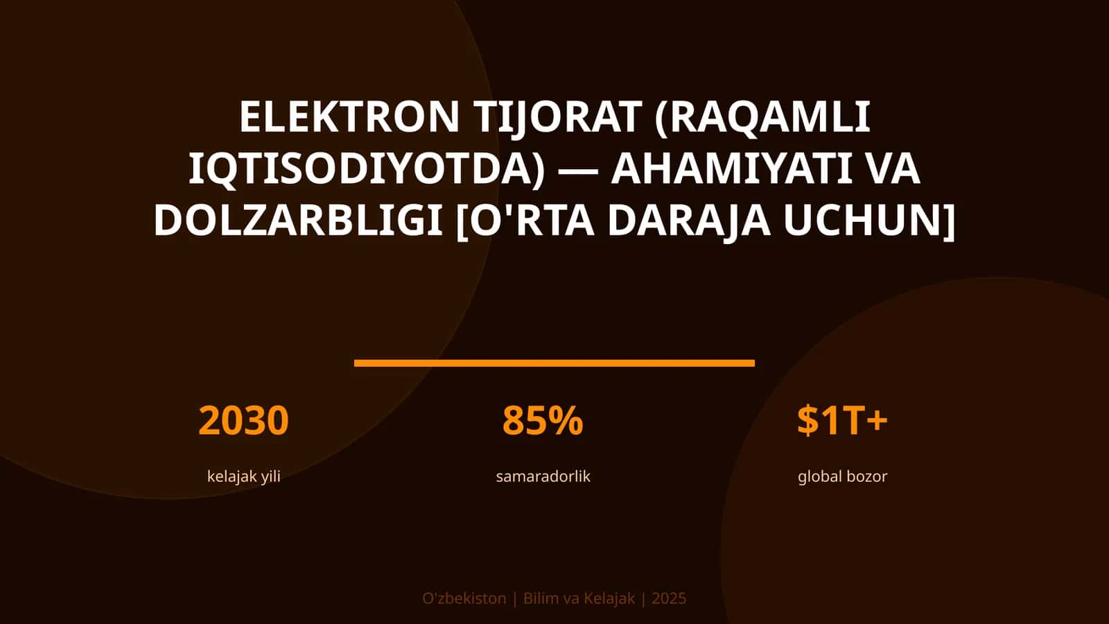 Elektron tijorat (raqamli iqtisodiyotda) — ahamiyati va dolzarbligi [o'rta daraja uchun] 1