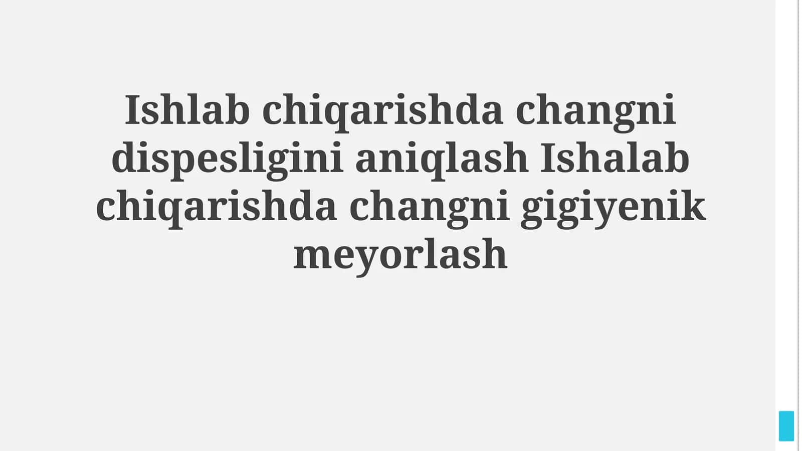 Ishlab chiqarishda changni dispesligini aniqlash Ishalab chiqarishda changnigigiyenikmeyorlash 1