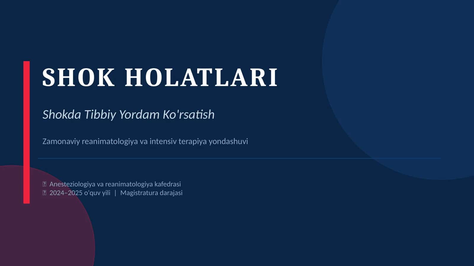 SHOK HOLATLARI 1