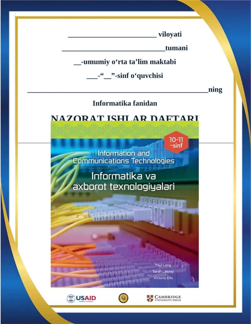 Nazorat ishlar daftari 1