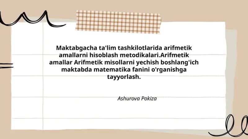 Arifmetik amallarni hisoblash metodikalari 1