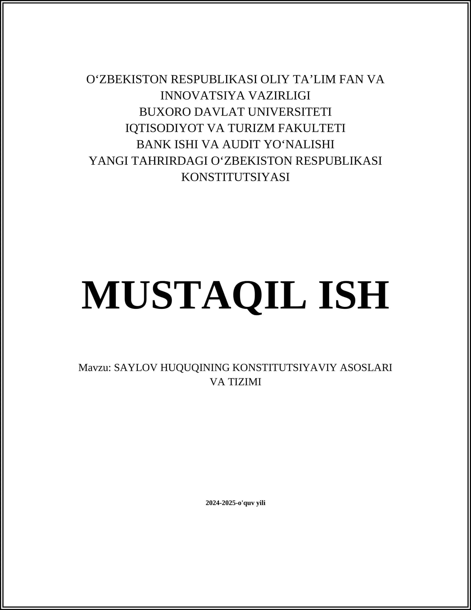 SAYLOV HUQUQINING KONSTITUTSIYAVIY ASOSLARI VA TIZIMI 1