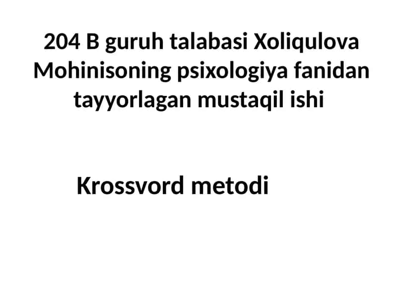 Krossvord metodi 1