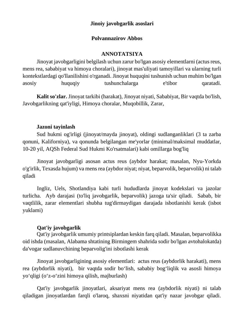 Jinoiy javobgarlik asoslari 1