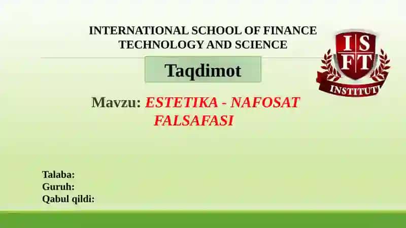 ESTETIKA-NAFOSAT FALSAFASI 1