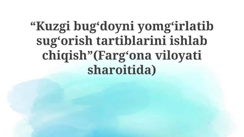 Optimallashtirilgan sug'orish rejimlarini ishlab chiqish 1