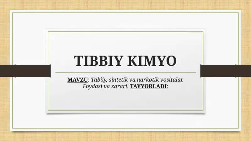 TIBBIY KIMYO 1