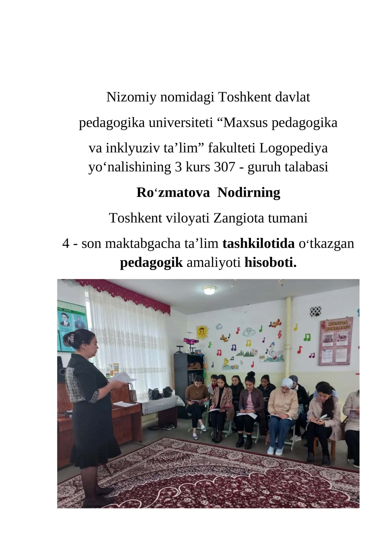 "Logopediya amaliyoti hisoboti" 1