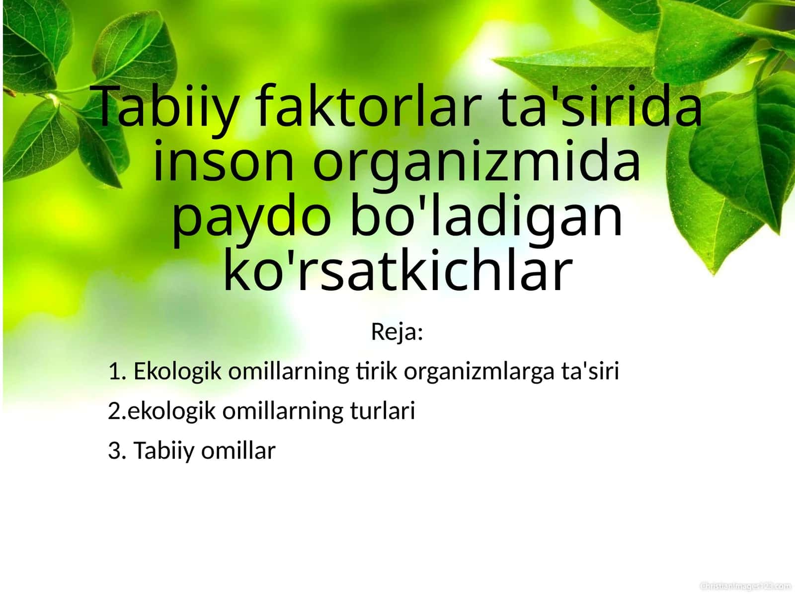 Tabiiy faktorlar ta'sirida inson organizmida paydo bo'ladigan ko'rsatkichlar 1