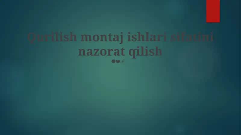Sifat nazorati choralari 1