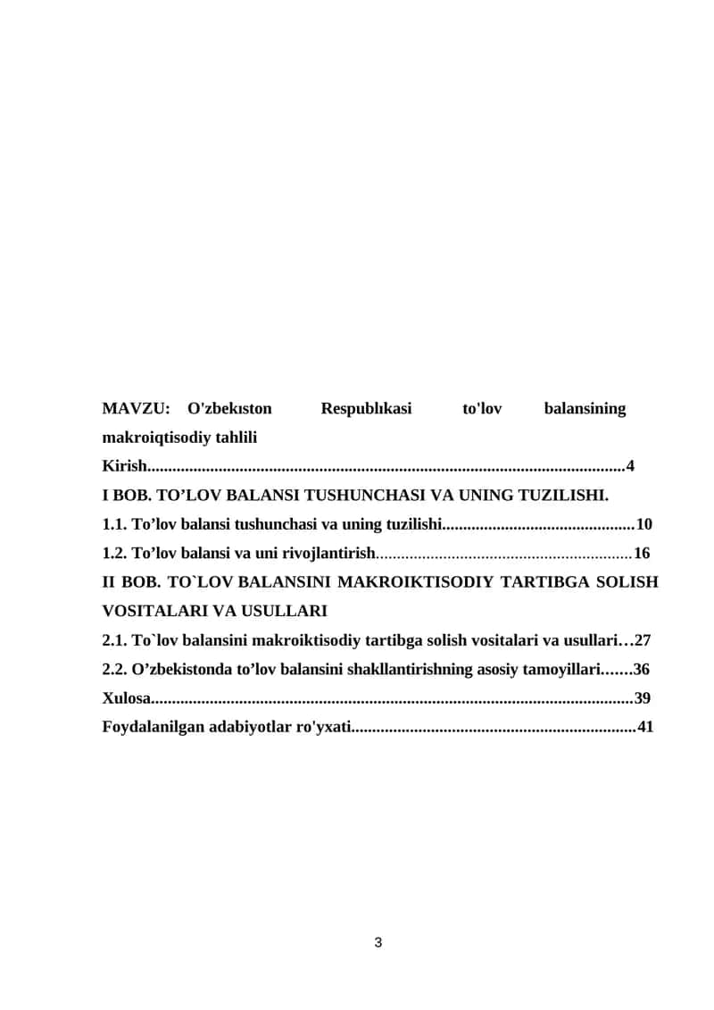 O'zbekıston Respublıkasi to'lov balansining makroiqtisodiy tahlili 1