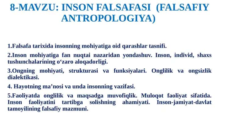 Falsafiy antropologiya (Inson falsafasi) 1