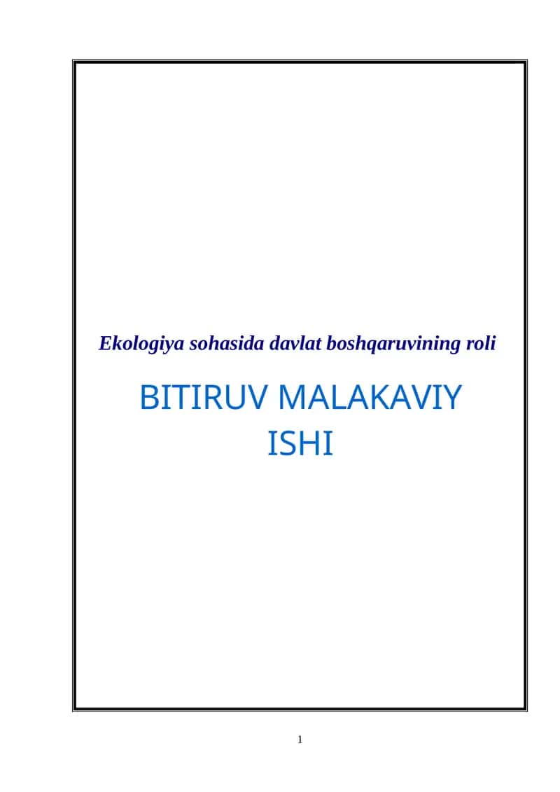 Ekologiya sohasida davlat boshqaruvining roli 1