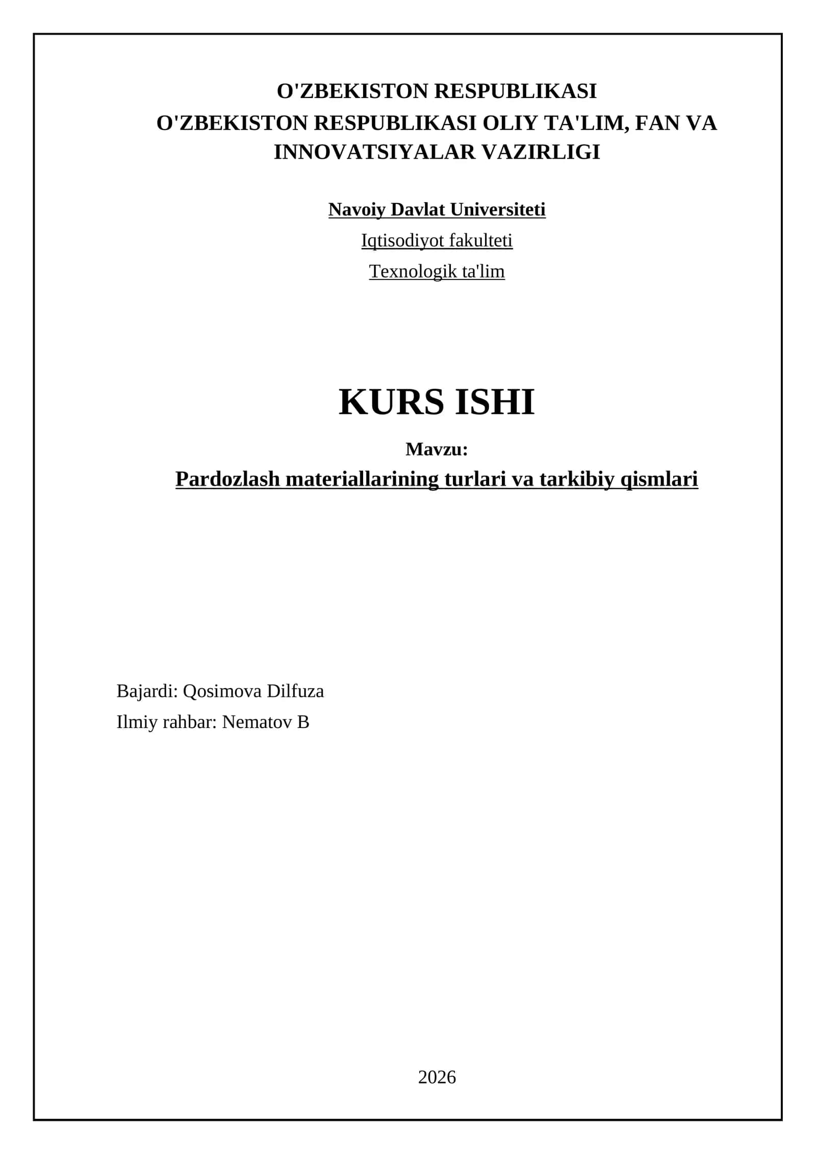 Pardozlash materiallarining turlari va tarkibiy qismlari 1