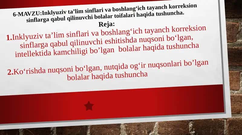 Inklyuziv Ta’lim va Tayanch Korreksion sinflariga Qabul Qurilmaydigan Bolalar 1