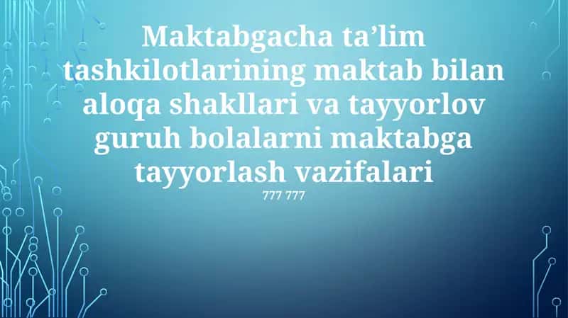 Bolalar bog'chasidagi bolalarni maktabga tayyorlash 1