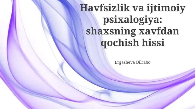Xavfsizlik va Ijtimoiy Psixologiya 1