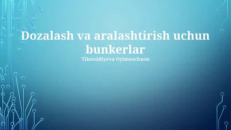 Dozalash va aralashtirish uchun bunkerlar 1