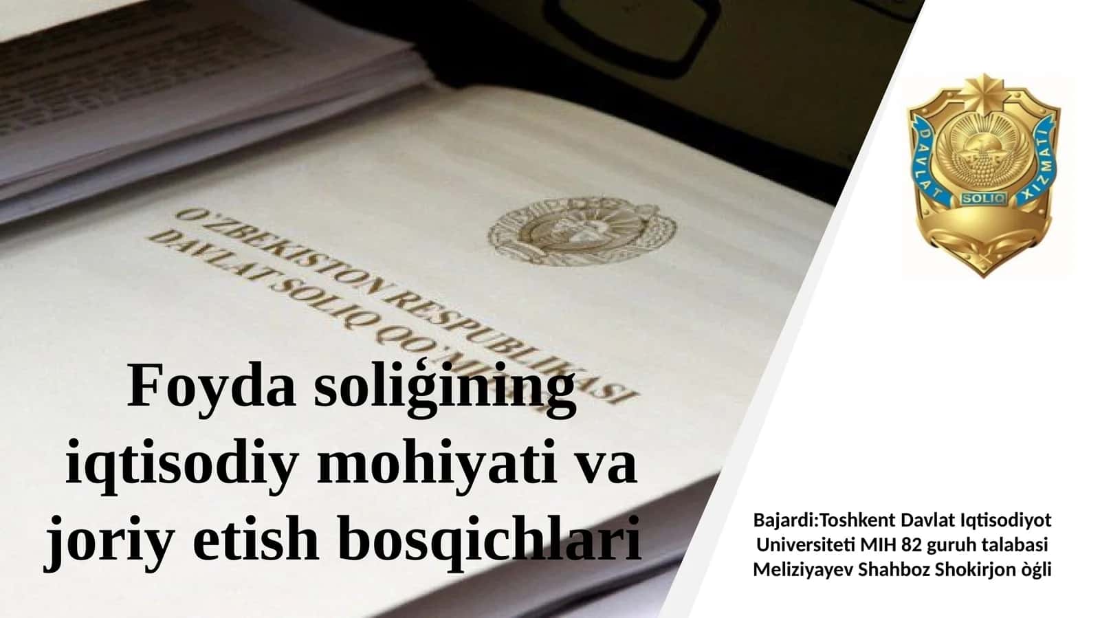 Foyda soliģining iqtisodiy mohiyati va joriy etish bosqichlari 1