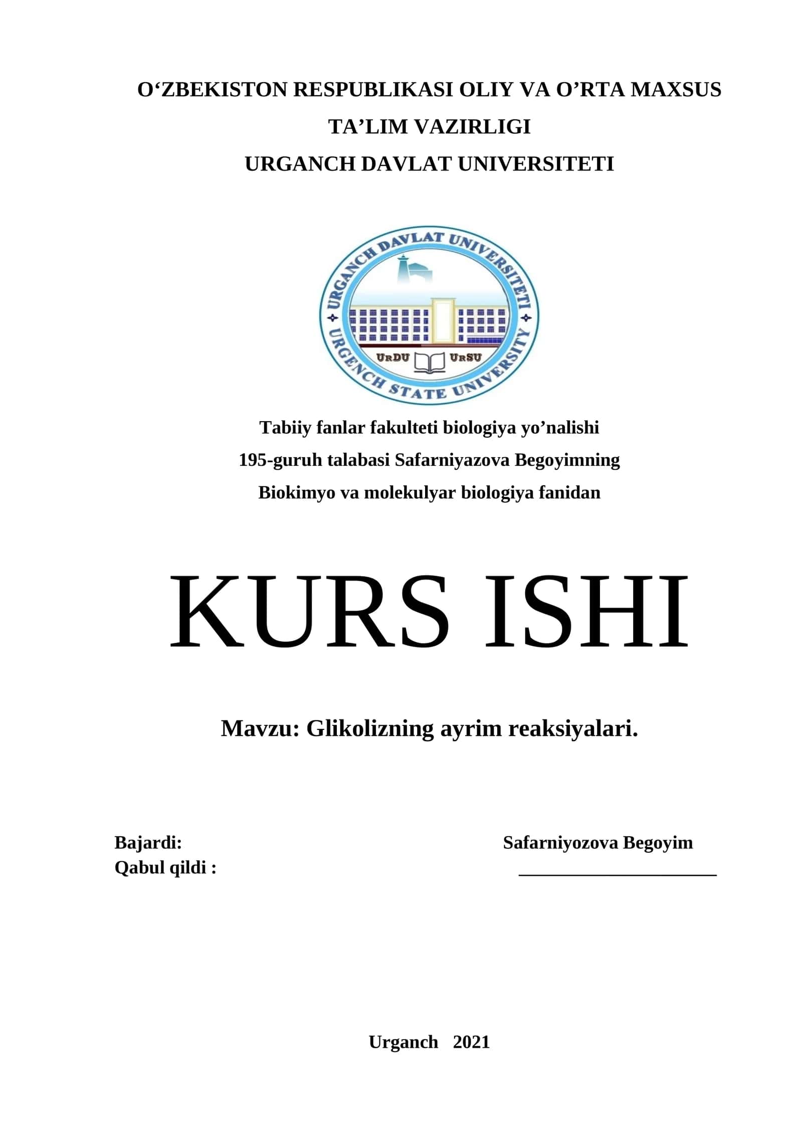 Glikolizning ayrim reaksiyalari 1