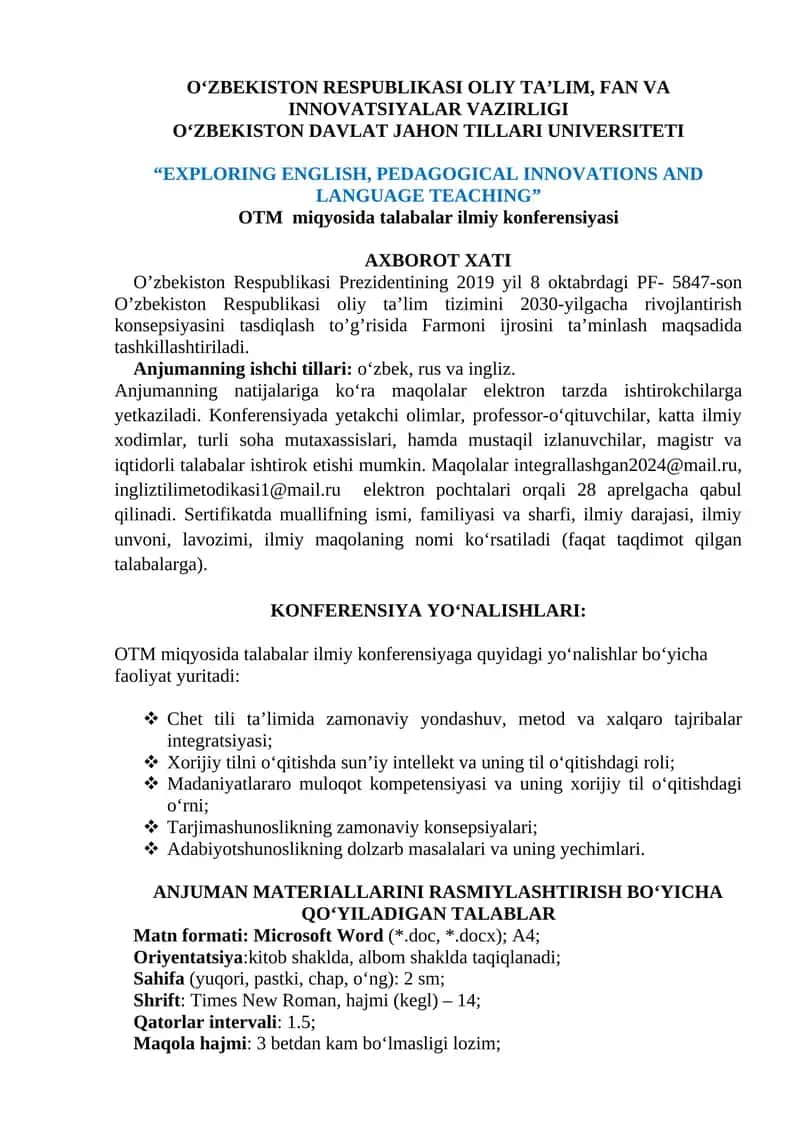OTM miqyosida talabalar ilmiy konferensiyasi 1