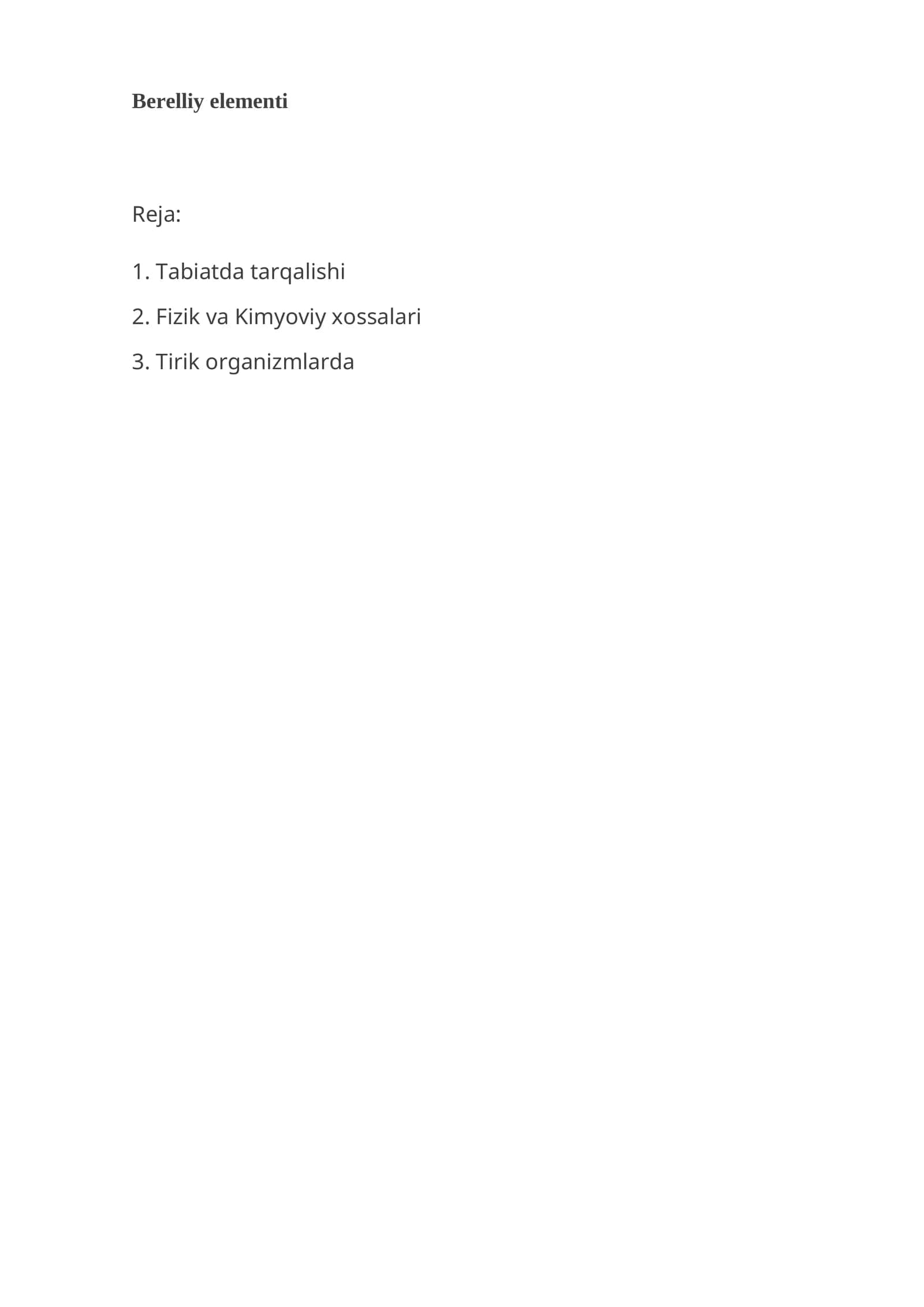 Berelliy elementi 1