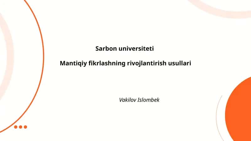 Sarbon universiteti Mantiqiy fikrlashning rivojlantirish usullari 1